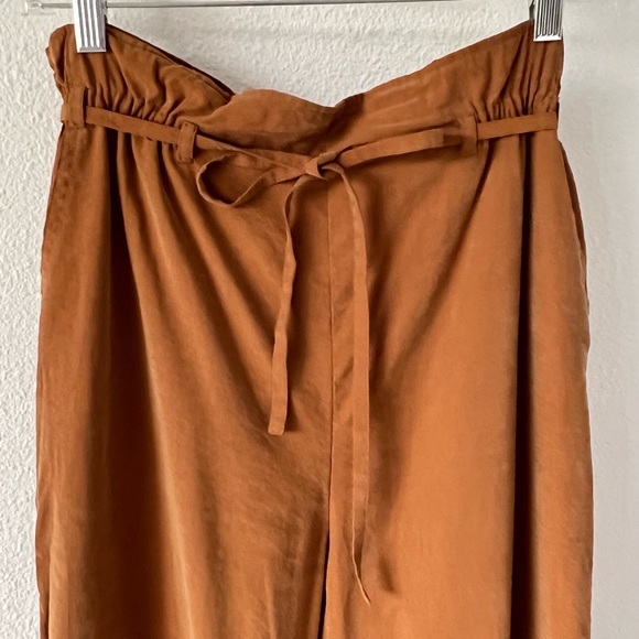 Skies Are Blue Women's Camel Brown Wide Leg minimalist Baggy Loose Fit Pants - Picture 3 of 13